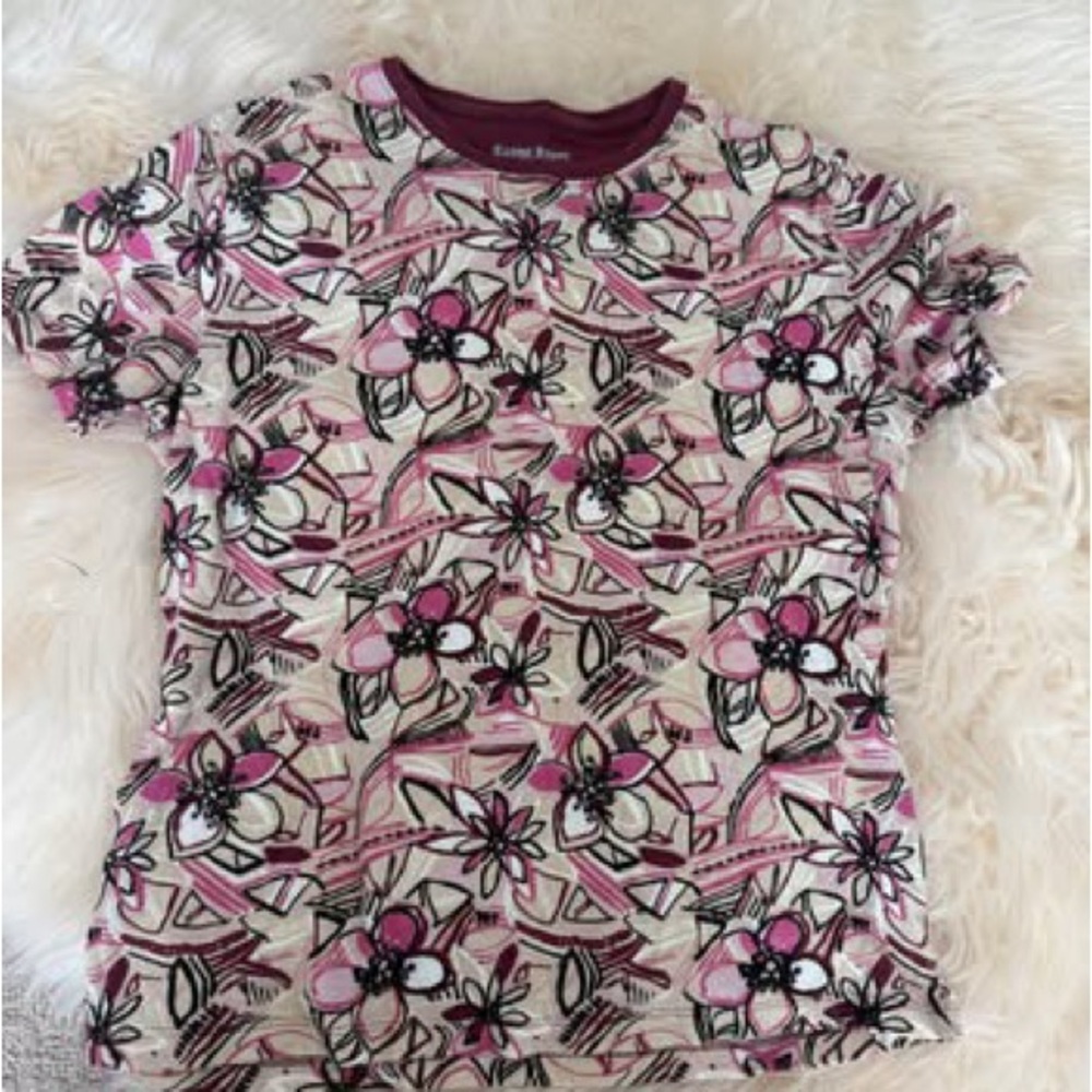 Karen Scott Kids Floral Tee - Pink and Black